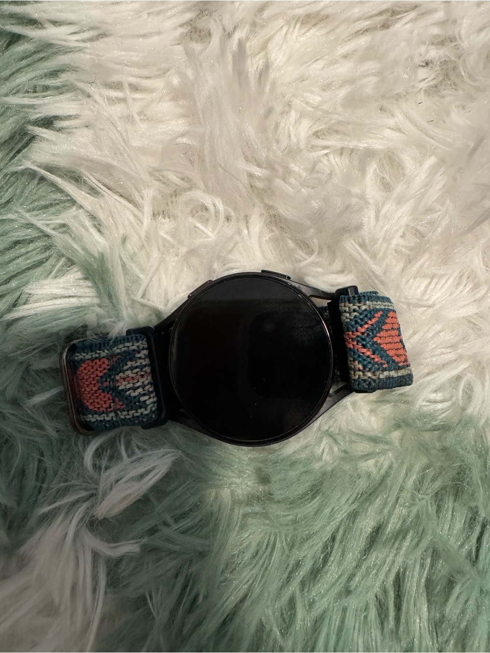 Samsung Galaxy Watch 5 with Teal and Coral Woven Band